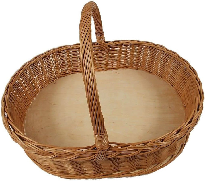 Weidentablett mit Henkel Braun Oval ca. 52x40x35 cm