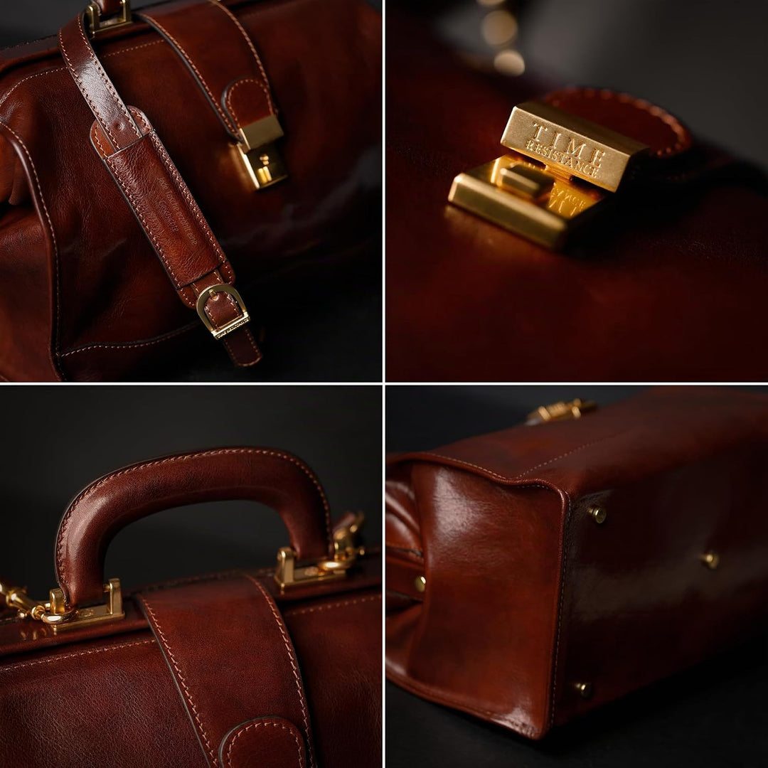 Time Resistance Leder Arzttasche - Arztkoffer - Doktortasche - Aus 100% Echtleder - Aktentasche für
