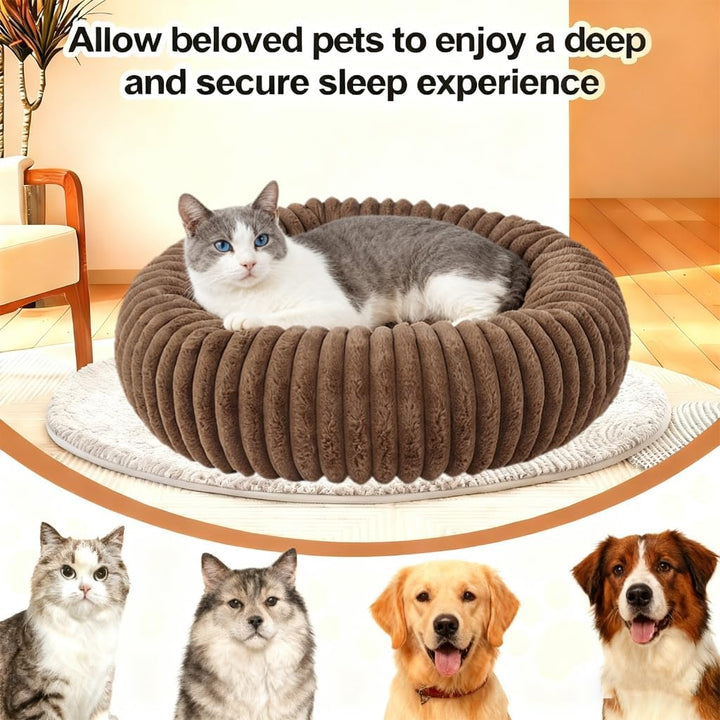 Flauschig Haustierbett Waschbar Hundebett Katzenbett Rund Donut Hundekorb Indoor Katzenkissen Katzen