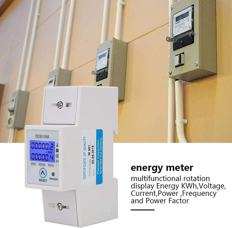 Einphasen-Stromzähler, DDS015M Wattstunden-Energiezähler Digitales DIN-Schienen-KWH-Messgerät, Displ