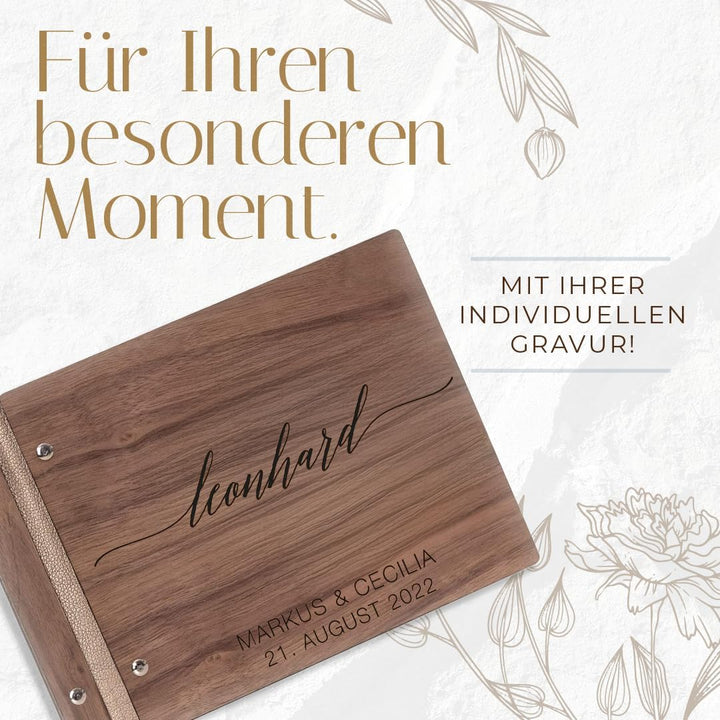 Hochzeitideal – Personalisierbares Gästebuch Hochzeit Leon E7 mit 40 Seiten I Hochzeit Gästebuch aus