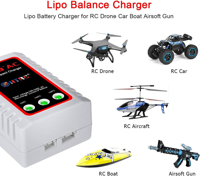 Haisito B3 Lipo Ladegerät für 2S 3S Akku (7.4V, 11.1V), Kompaktes Airsoft-Schnellladegerät (100-240V