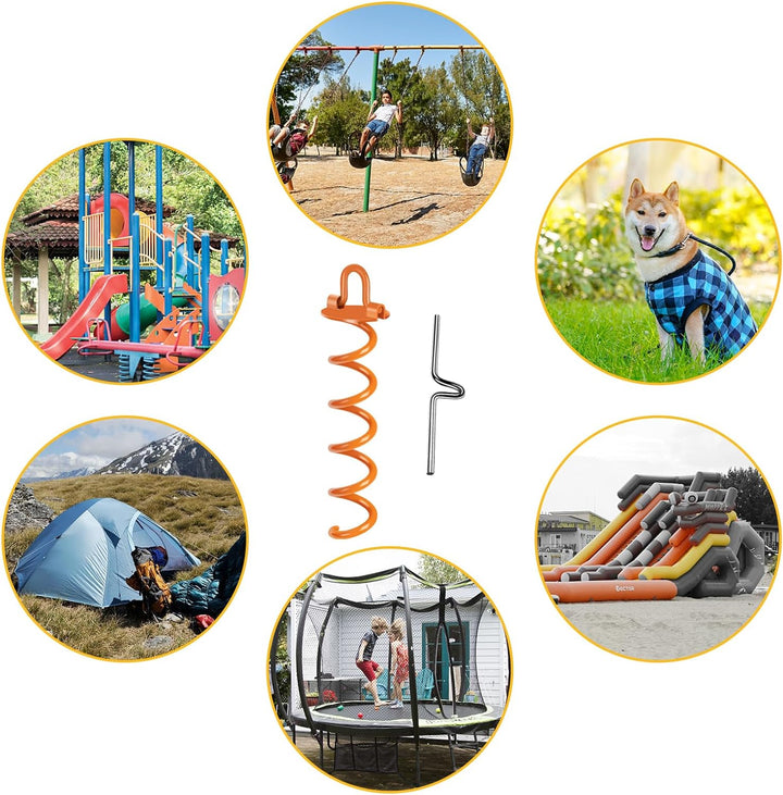 Kamfwert Bodenanker Erdanker für Trampolin, Gartenhaus, Schaukeln | 4 Trampolin Bodenanker Set mit V