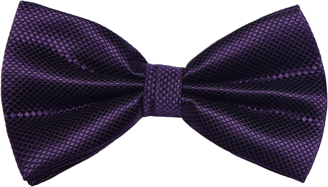 DonDon Herren Fliege und Einstecktuch gebunden und grössenverstellbar Aubergine, Aubergine