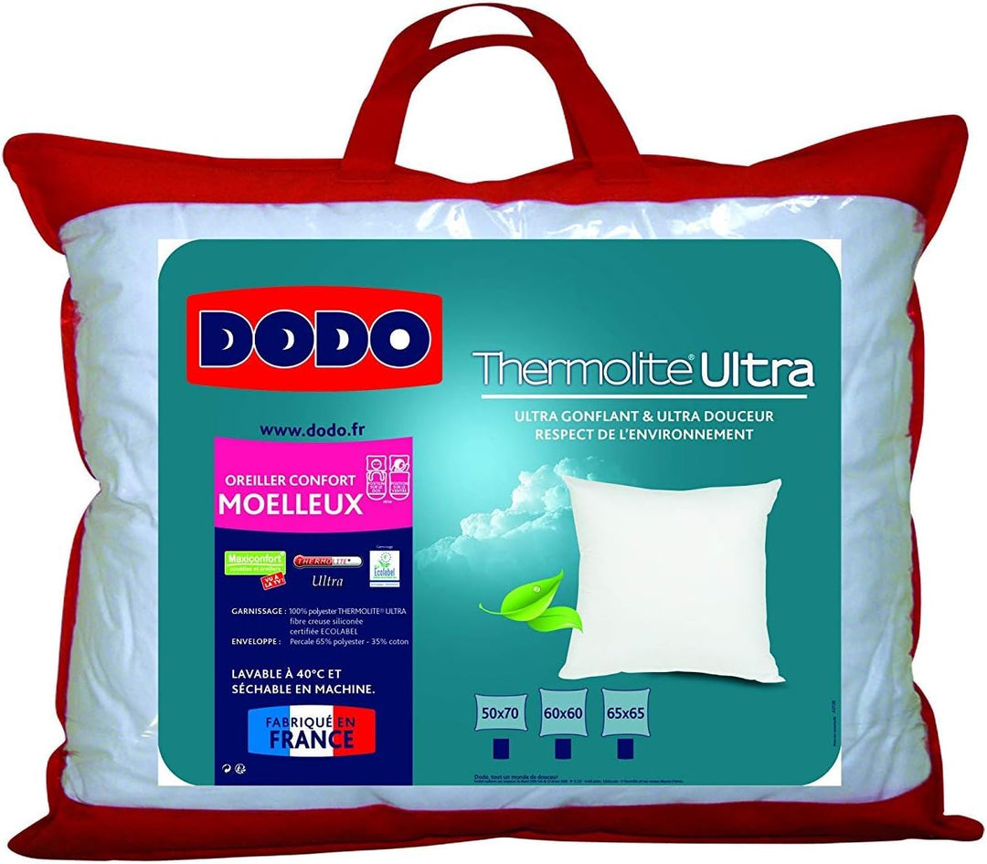 Dodo OREILLER MOELLEUX Kopfkissen, 100% Polyester Thermolite Ultra – silikonisierte Hohlfaser, Zerti
