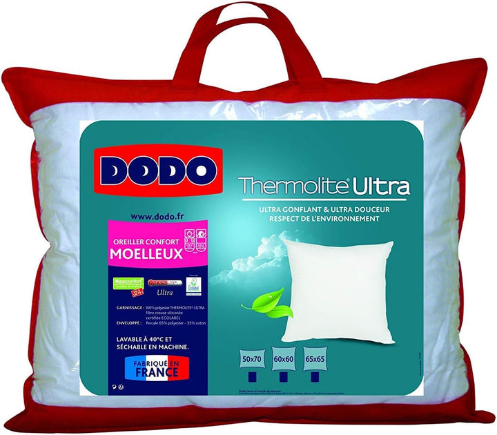Dodo OREILLER MOELLEUX Kopfkissen, 100% Polyester Thermolite Ultra – silikonisierte Hohlfaser, Zerti