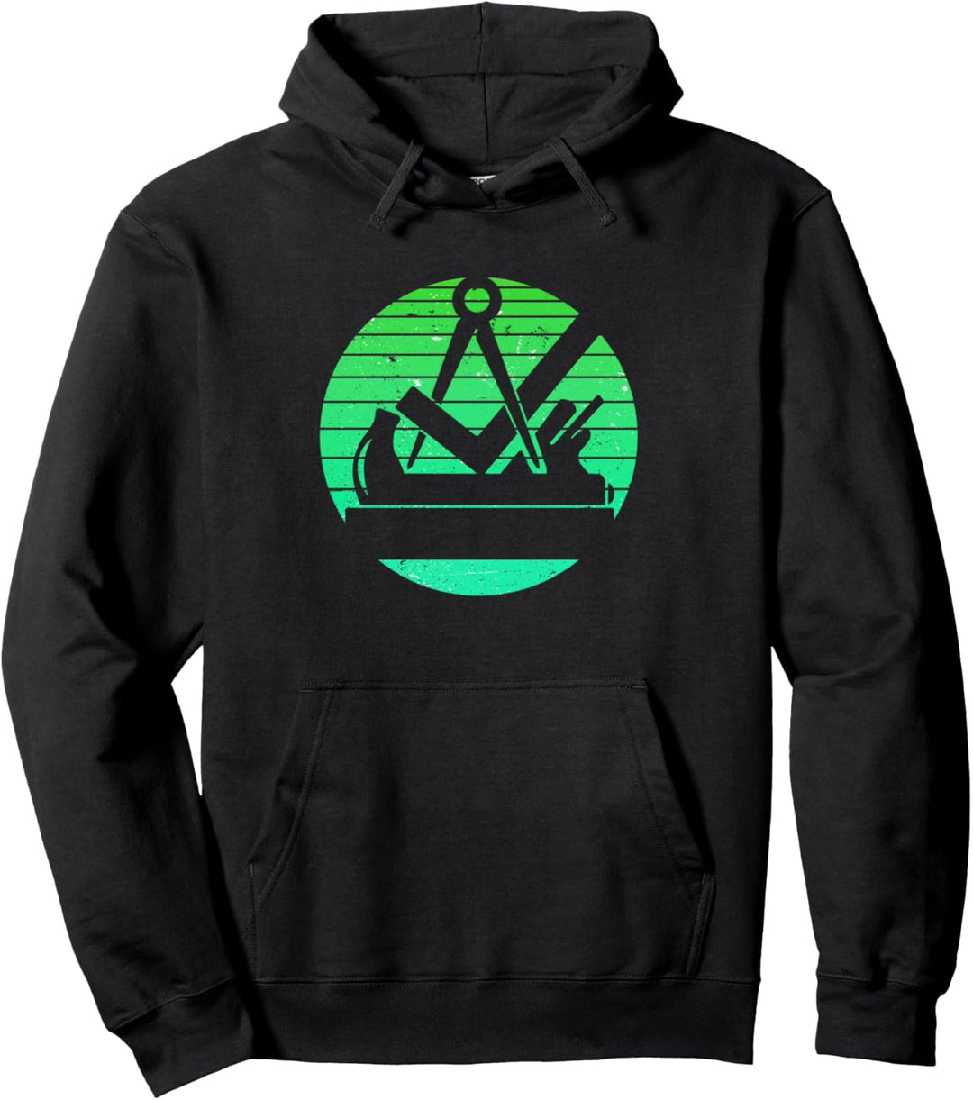 Tischler Schreiner Zunftzeichen Retro Stil Grün Pullover Hoodie