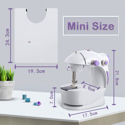 KPCB Nähmaschine Mini mit Verlängerungstisch, Benutzerfreundlich und praktisch Purple And White, Pur