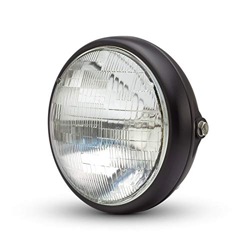Motorrad 7.7" Scheinwerfer Mattschwarz 12V 55W für Cafe Racer & Scrambler - Schale