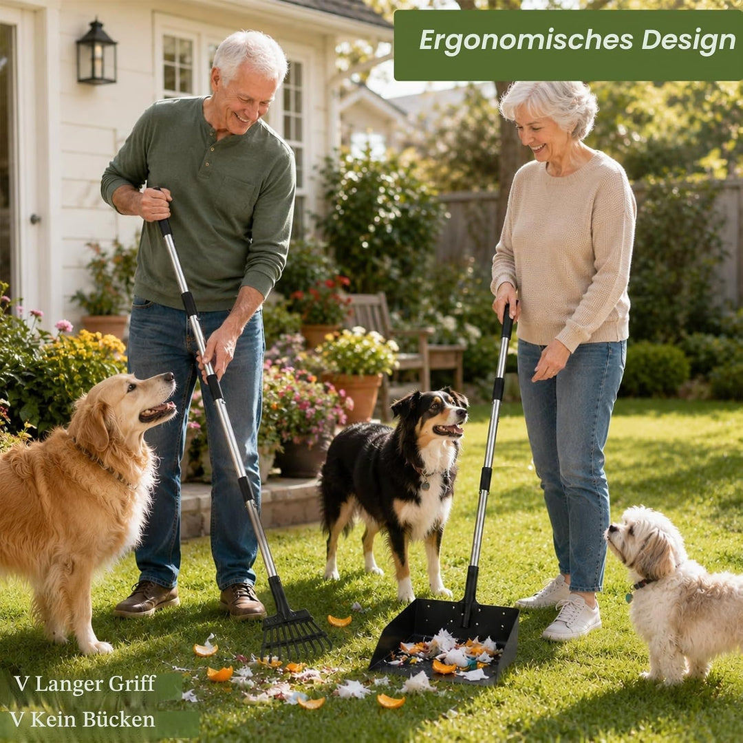 Hundekotschaufel, Dog Poop Scooper für Hundekot mit Verstellbarem Langem Griff, Kotschaufel aus Meta