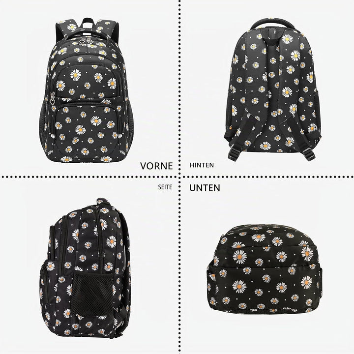 SIVENKE Schulrucksack Mädchen Teenager Damen Schultasche Rucksack Set Gänseblümchen Schulranzen für