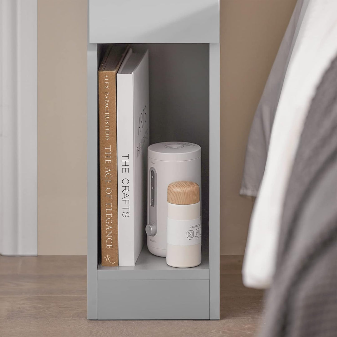 SoBuy FBT111-HG Nachttisch mit Schublade für Boxspringbett Sofatisch Beistelltisch schmal Telefontis