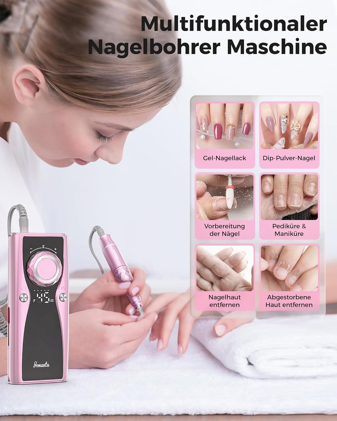 Nagelfräser professionell set 45000 RPM Tragbare Elektrische nagelfräser 10H+Batterielebensdauer Wie