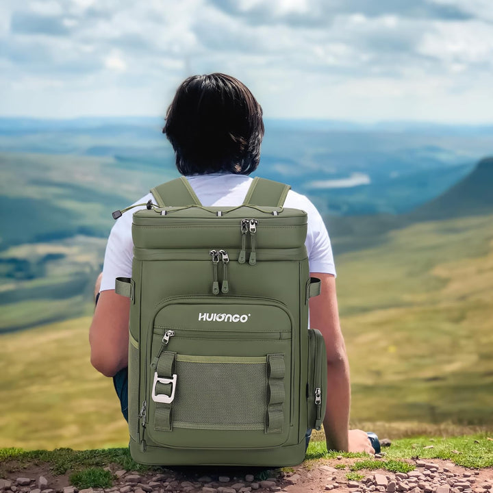 Hulongo Grosser Wasserdichter Isolierter Kühlrucksack Auslaufsicherer Faltbar Kühler Rucksack Grün,
