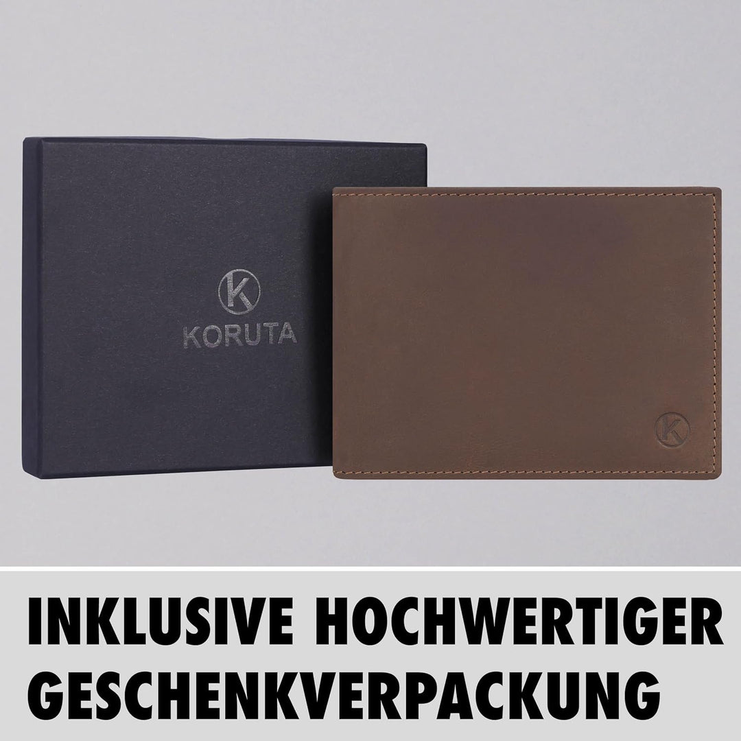 Geldbörse Herren Leder Braun mit RFID Schutz I Echtleder Portemonnaie Gross I 13 Fächer I Geldbeutel
