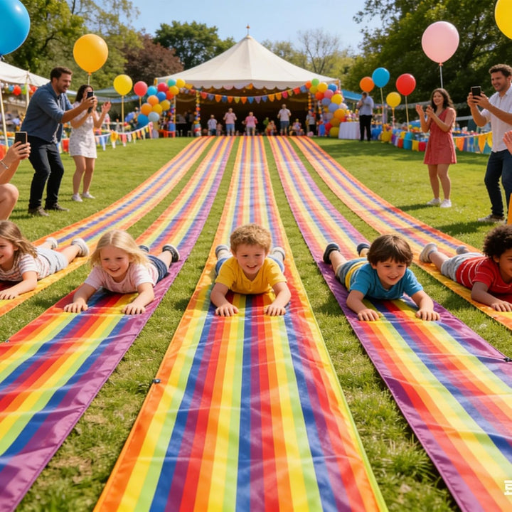 Rutschplane für Rasen – extra lange, robuste Outdoor-Rutschmatte, 8 m bis 18 m Länge, 140 cm breites
