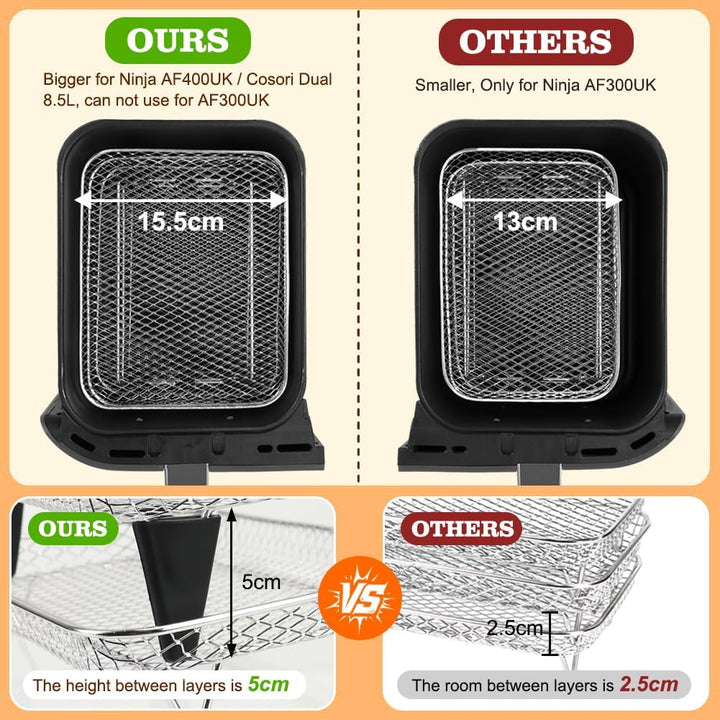 BYKITCHEN Gross Airfryer Zubehör für Ninja Foodi Max Dual Zone [AF400EU] 9,5L & Cosori Heissluftfrit