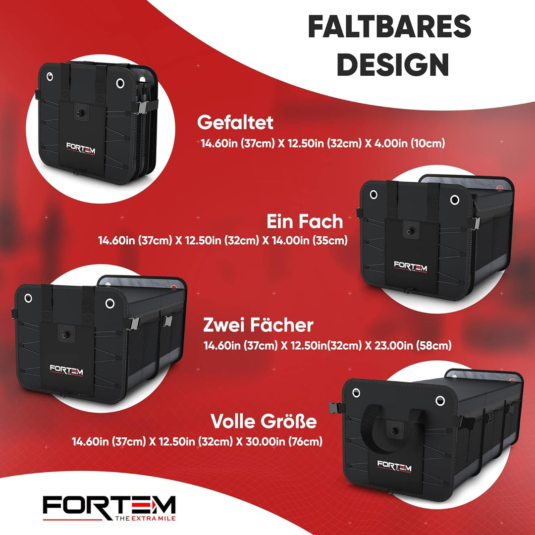 FORTEM Kofferraum Organizer, Kofferraumtasche, Zusammenklappbarer Auto Organizer Kofferraum mit Fäch