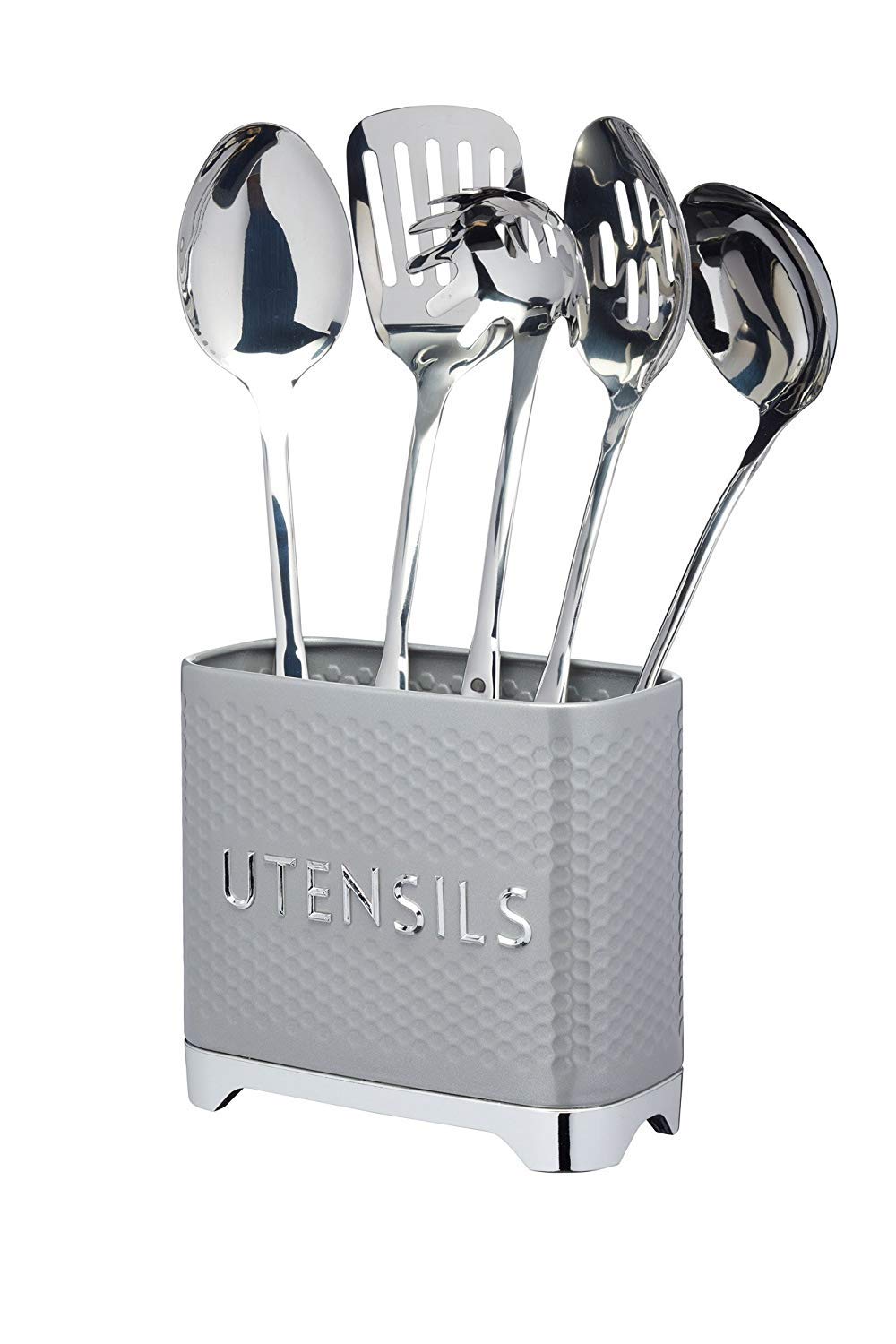 KitchenCraft Lovello Utensilienhalter mit geometrischem Sechseck-Muster, strukturiert, 20 x 10 x 18