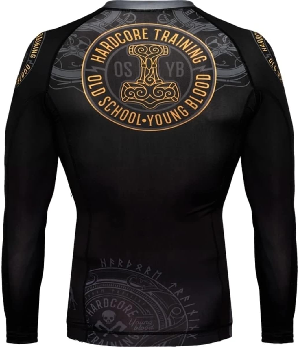 Hardcore Training Herren Manner Rashguard Kompression Lange Armel Jiu Jitsu MMA No-Gi Enge BJJ Grapp