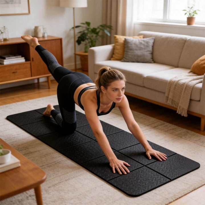 CEWROM Faltbare Bodenschutzmatte Fitness Unterlegmatte für Fitnessgeräte, 183x61 cm 6 mm Dicke Hochd