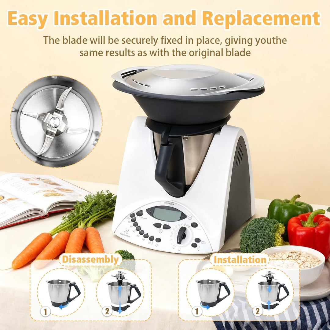 Mixermesser für Vorwerk Thermomix TM31, Edelstahl TM31 Ersatzmesser mit Dichtungsring, Küchenmaschin