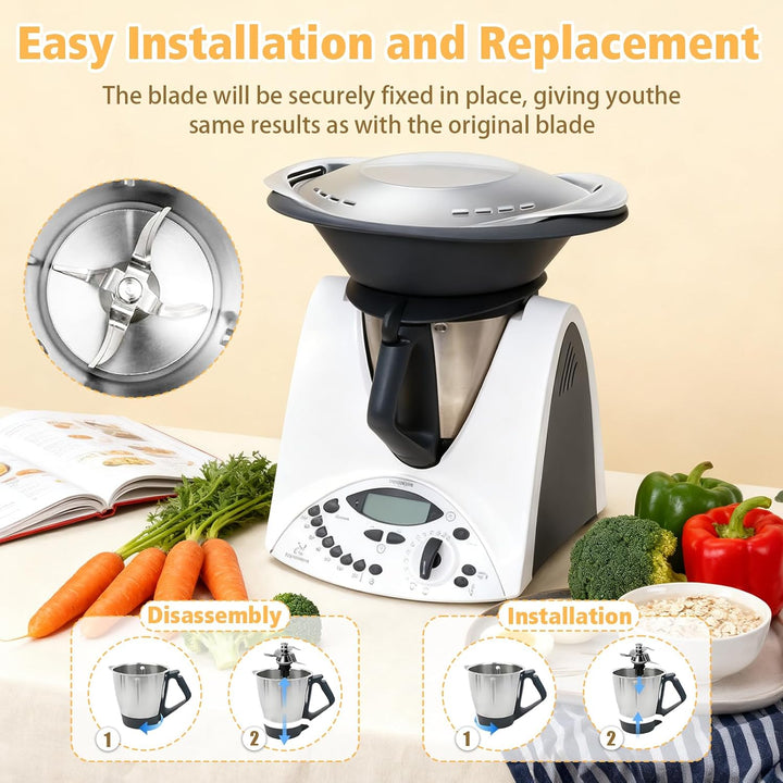 Mixermesser für Vorwerk Thermomix TM31, Edelstahl TM31 Ersatzmesser mit Dichtungsring, Küchenmaschin