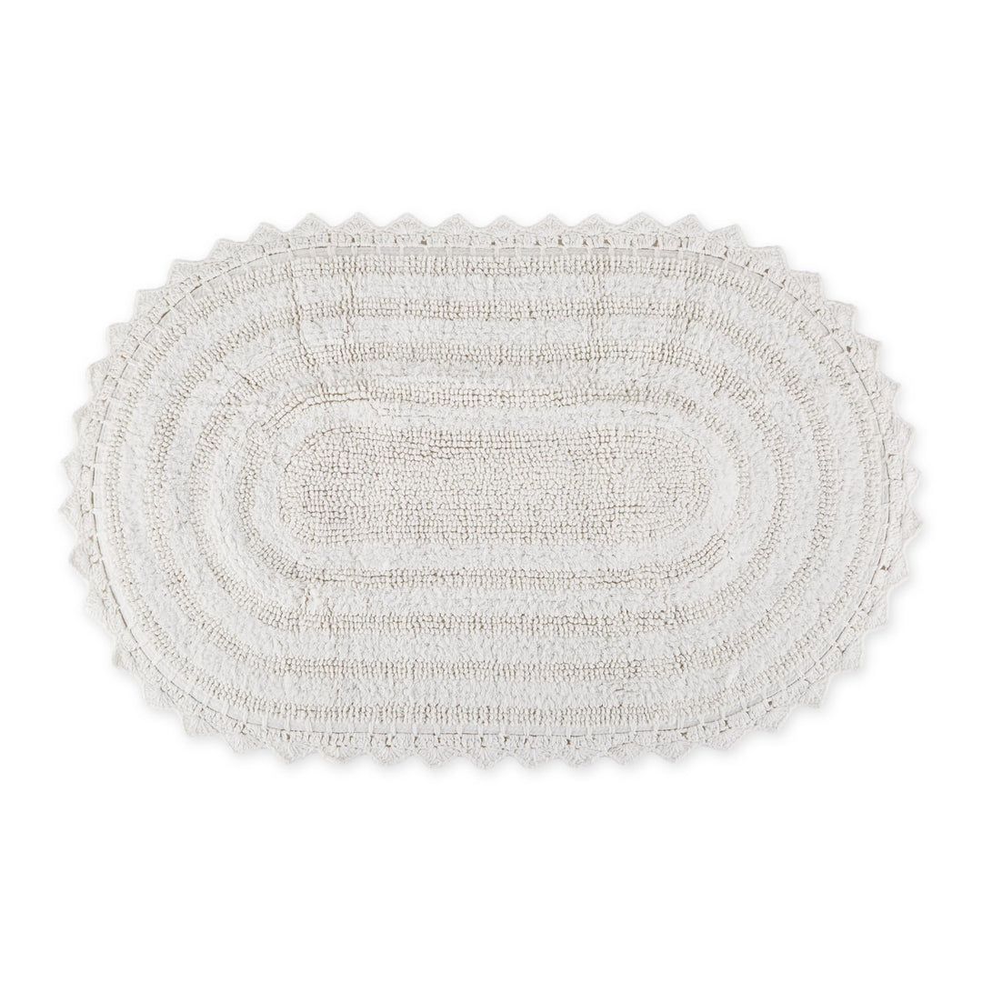 DII Crochet Collection Wende-Badematte, klein, oval, 43 x 61 cm, Weiss Small Oval, 17x24" Weiss/Opul