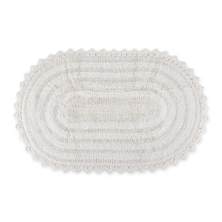 DII Crochet Collection Wende-Badematte, klein, oval, 43 x 61 cm, Weiss Small Oval, 17x24" Weiss/Opul
