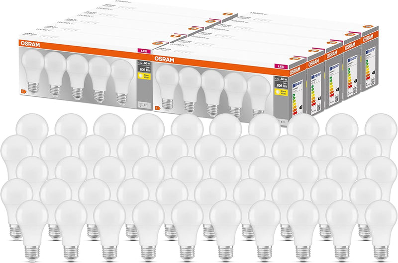 OSRAM LED-Lampe, Sockel: E27, Warm White, 2700 K, 8,50 W, Ersatz für 60-W-Glühbirne, matt, LED BASE