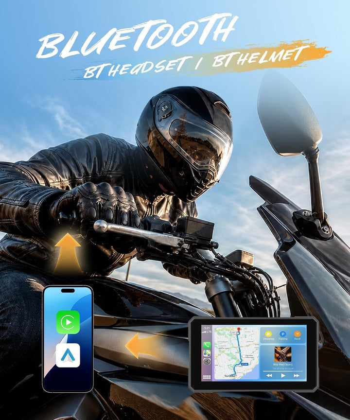 Motorrad Carplay Screen, 6 Zoll HD Touchscreen Bildschirm Autoradio für Motorrad, IP68 Wasserdicht m