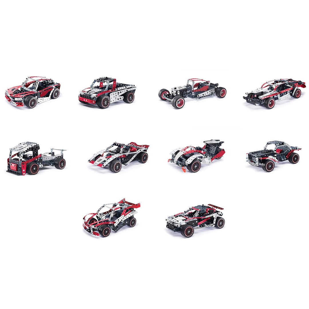 Meccano 25-in-1 Motorized Supercar STEM Model Building Kit with 347 Parts, Real Tools and Working Li