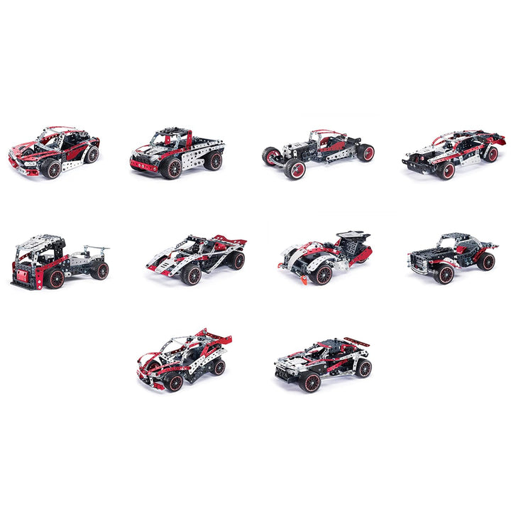 Meccano 25-in-1 Motorized Supercar STEM Model Building Kit with 347 Parts, Real Tools and Working Li