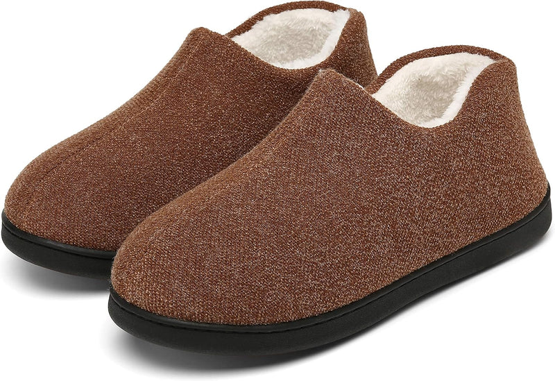 Mishansha Herren Winter Warme Hausschuhe Memory Foam Plüsch Pantoffeln,Gr.39-48, Braun 39 EU