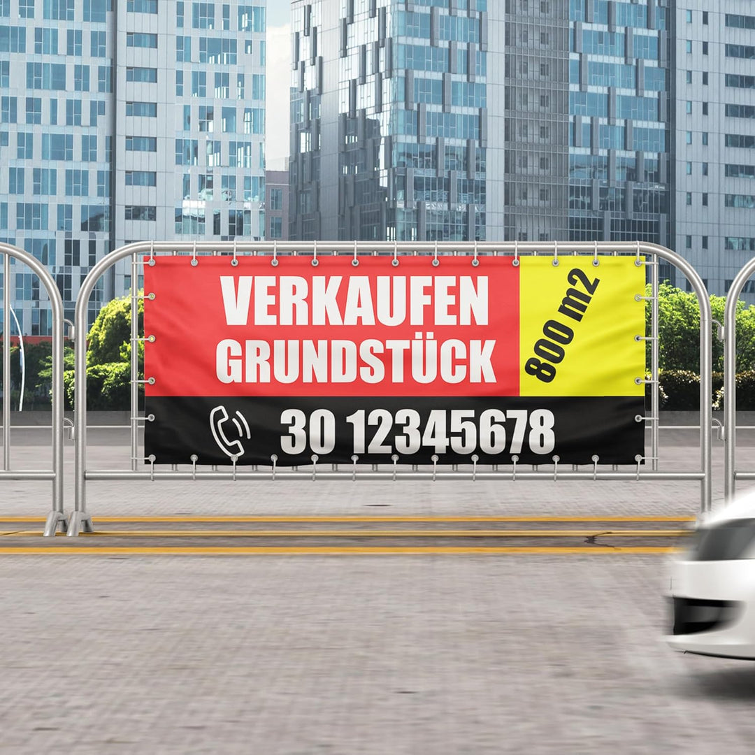 PRINT.GG Personalisierter Werbebanner - Gestalten Sie Ihr eigenes Banner mit Text, Grafik und Farben