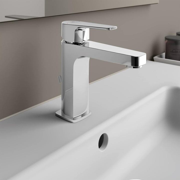 Ideal Standard BC686AA Cerafine D Waschtischarmatur Grande mit Zugknopf-Ablaufgarnitur Auslaufhöhe 1