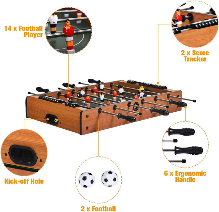 RELAX4LIFE 4 in 1 Spieltisch aus Holz, Multifunktionsspieltisch für Fussball & Tischtennis & Eishock