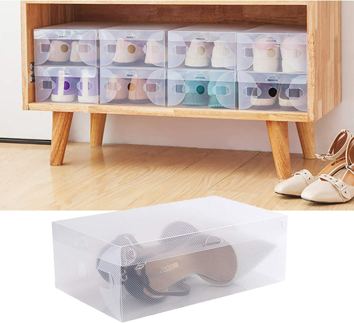 20 Stück Transparent Schuhbox Organizer Stapelbar Schuhaufbewahrung Klappbar Schuhboxen Kunststoff S
