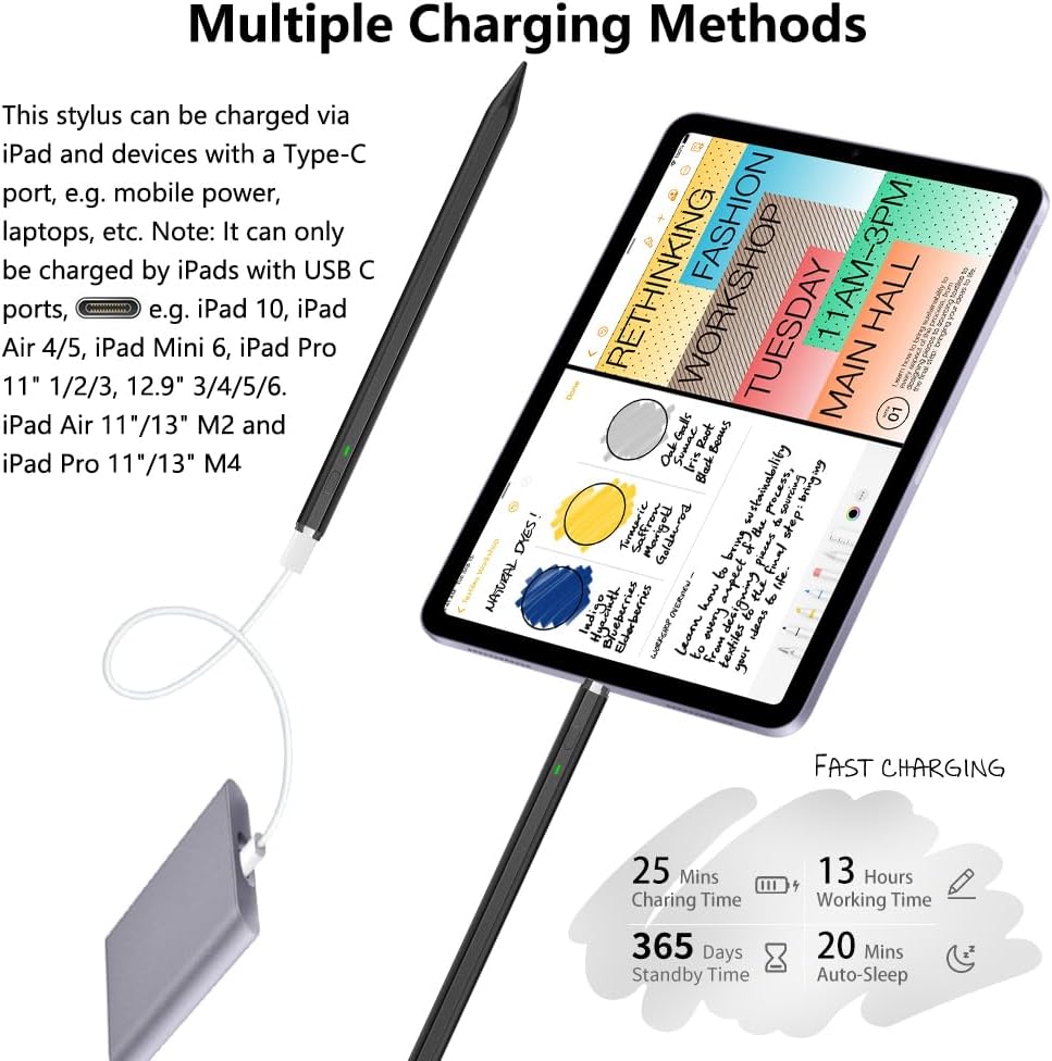 KIROSA Apple Pencil 2. Generation, 2023 Upgrade iPad Stift mit Schnellladung, Neigung Handflächenabw