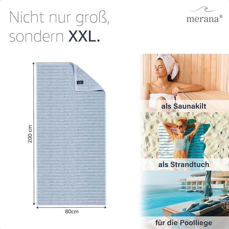 Merana Oslo Sauna- und Strandtuch | extra gross | saugstark, weich und fusselfrei | Frottier Luxus Q