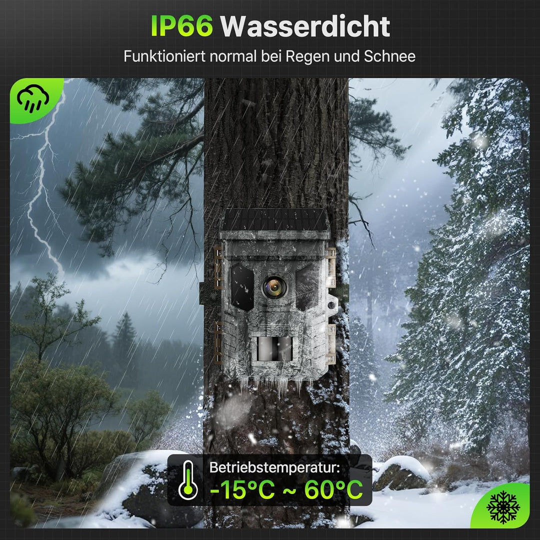Wildkamera 4K 64MP WLAN mit Handyübertragung App – Wildtierkamera mit Nachtsicht, Bewegungsmelder, 0