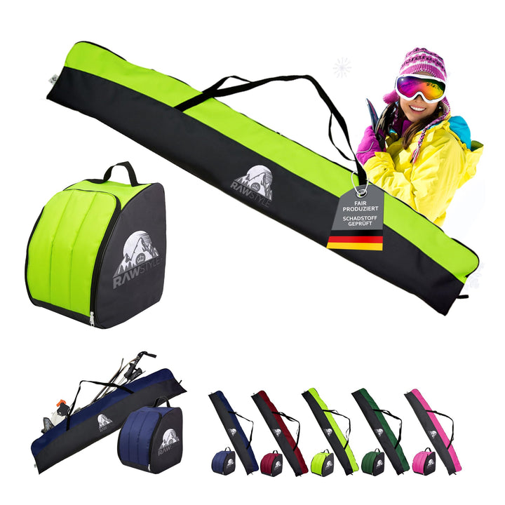 Rawstyle Skitasche Ski-Schuh-Tasche Set SKI-Tasche 160cm oder 180cm wasserdicht Ski Bag Ski Cover Wi