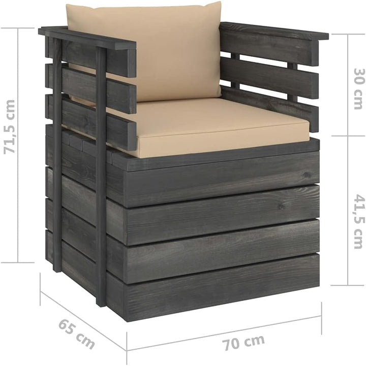 vidaXL Massivholz Gartensessel Loungemöbel Paletten Sessel Gartenmöbel Gartenstuhl Loungesessel mit