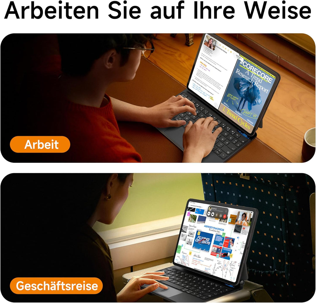 Tastatur Hülle für iPad Air 11 Zoll (M3 2025/M2 2024), Air 5./4. Gen., iPad Pro 11 Zoll 4./3./2./1.