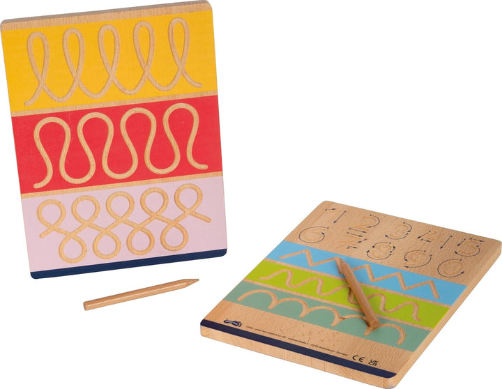 small Foot Schreibtafel-Set „Educate“ aus Holz, Schreiben Lernen mit Schwungübungen, für Kinder ab 5