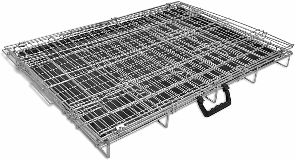 Faltbare Hundebox Metall L mit 2 Türen, galvanisierter Stahl, 95 x 56 x 64 cm, klappbar, transportab