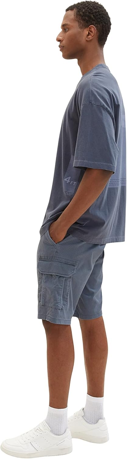 TOM TAILOR Herren Cargo Bermuda Shorts, 29 31272 - Blueish Grey Diamond Structure