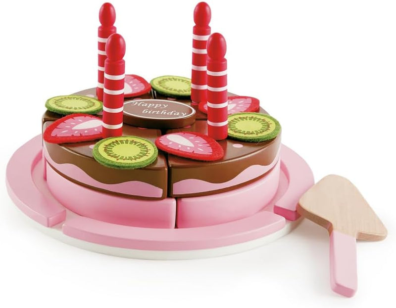 Hape E3140 Double Flavoured Birthday Cake - Wooden Food and Kitchen Accessories