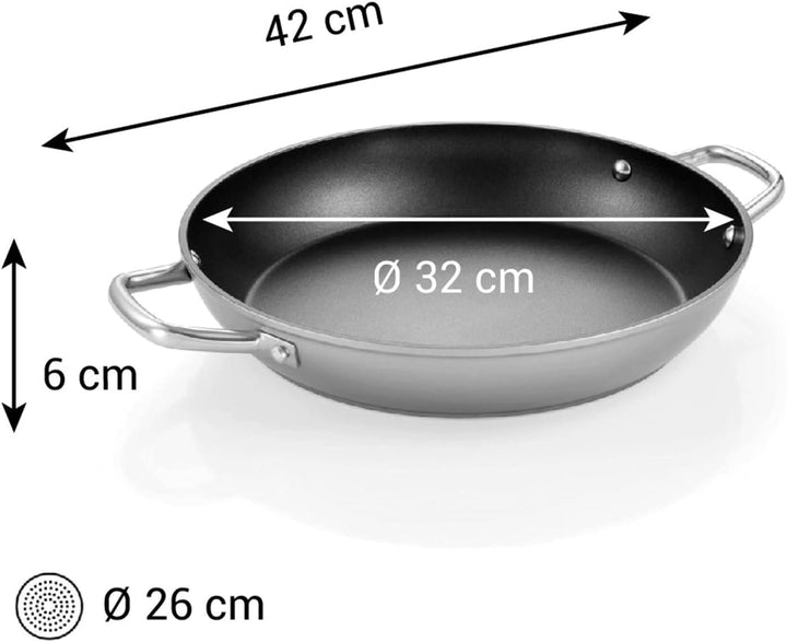 Tescoma Bratpfanne mit 2 Griffen, GrandCHEF+, Durchmesser 32 cm, mit hochwertiger Antihaftbeschichtu