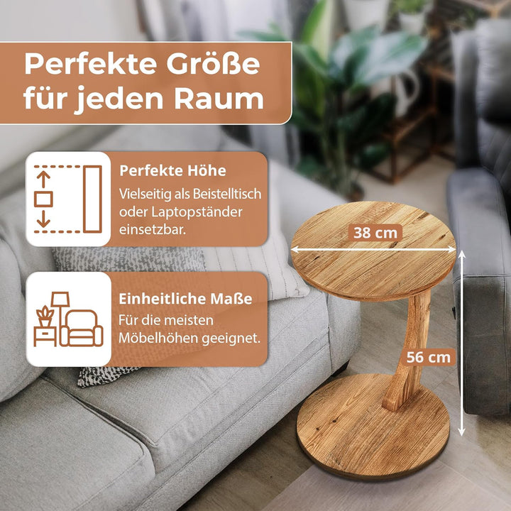 [en.casa] Beistelltisch Holeby in C-Form mobiler Sofatisch Wohnzimmertisch 56 x Ø38 cm Couchtisch Ho